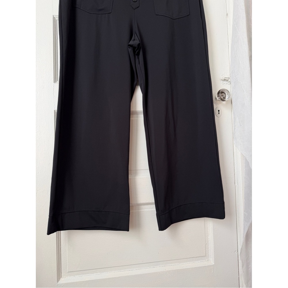 Halara Wide Leg Pull On Pants Elastic Waist Black Faux Buttons Pockets Office 2X - Picture 8 of 14